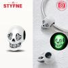Genuine copper Luminous Halloween Charm Bead Charms Zombie Skeleton Dangle Bead Compatible With Authentic Bracelets Do It Yourself Fine Jewellery Gift
