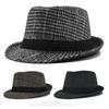 Autumn And Winter New Woolen Men'S Top Hat British Fashion Plaid Jazz Hat Gentleman'S Hat Middle-Aged And Elderly Versatile Hat
