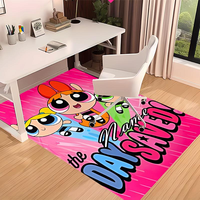 Individuelle Personalisierung The Powerpuff Girls Teppich - Weich, Waschbar, Rutschfest, Indoor-Matte, Wohnzimmer, Heim & Büro Dekorativer Teppich
