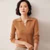 Women's Loose Cashmere Polo Neck Sweater - Autumn/Winter Long Sleeve Knit Pullover