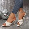 Summer High Heels Slides Women's Sandals Simple Design Outdoor Wearable Slippers Pointed Toe Thin Heel Shoes Large Size