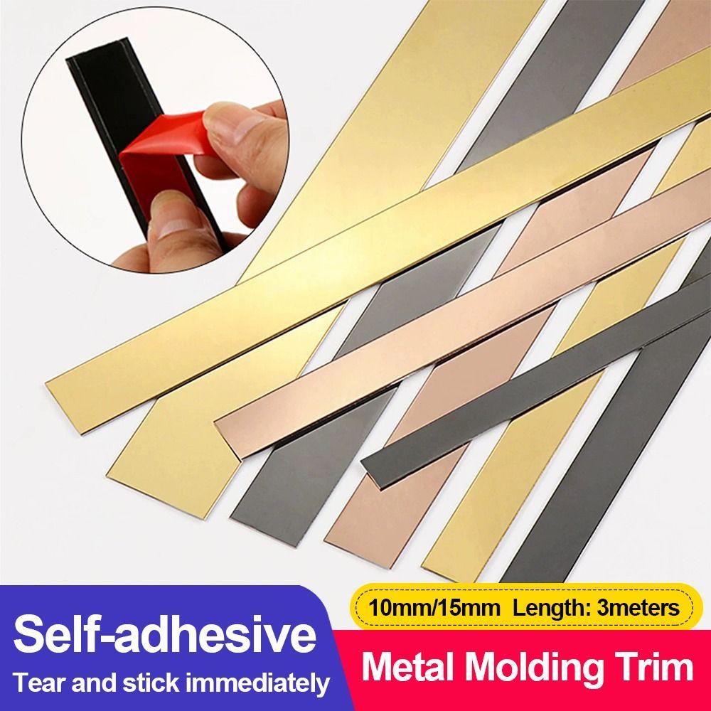 Self-adhesive Metal Molding Trim Mirror Edging Stainless Steel Decoration Line Waterproof Mirror Wall Sticker Background Wall