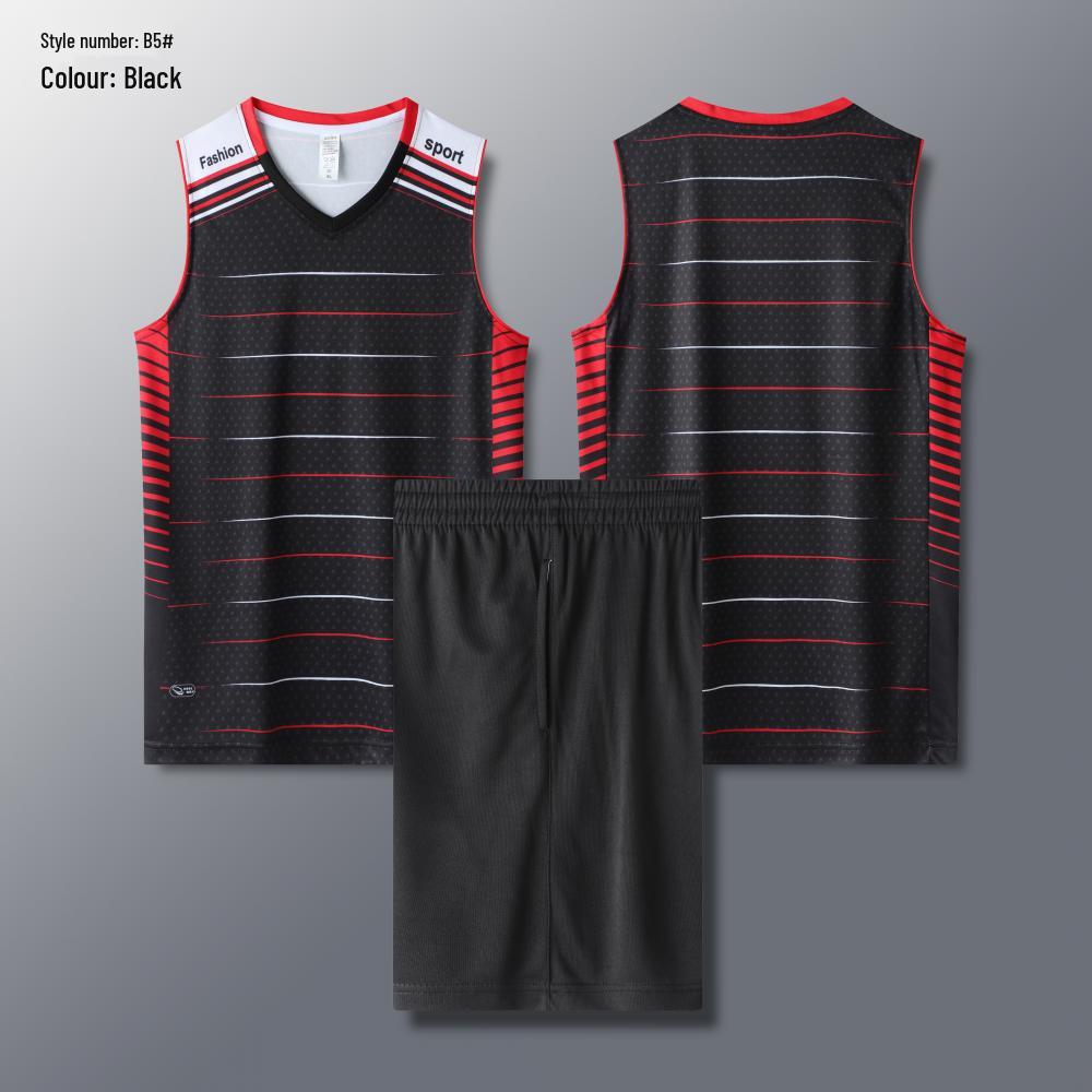 

Унисекс быстросохнущий костюм для тренировок и фитнеса по волейболу для студентов и спортсменов Men 5XL чёрный