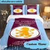 Custom Name Aston FC Crest Bedding Set 3pcs, Bedding Set Including 1pc Duvet Cover And 2pcs Pillowcases for Bedroom, Dormitory Gift