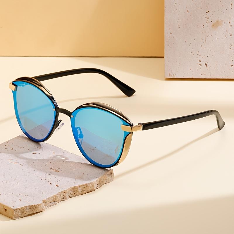 New Fashion Multi-Color Glasses - Stylish Blue & Golden Design Lightweight Zinc Alloy Frame Perfect For Summer & Commute