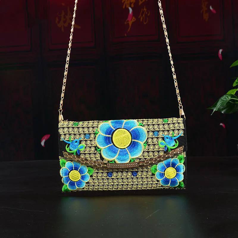 

WTEMPO Вышивка Этнический стиль Ретро Повседневный Универсальный Сумки через плечо на молнии Женские Дорожные Сумки для покупок 1pc светло-синий