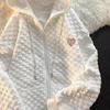 New Fall Autumn Women's Loose Fit Herringbone Knit Hoodie Sweatshirt Oversized Long Sleeve Cardigan Casual Fashion Coat
