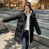 Winter new Korean version hooded medium and long contrasting colors loose thickened padded jacket jacket padded coat women