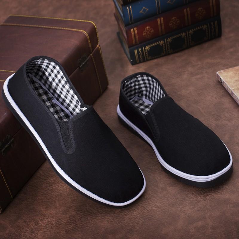 Black cloth shoes cloth shoes lasagna canvas single shoes flat bottom wear-resistant imitation tire sole driver shoes