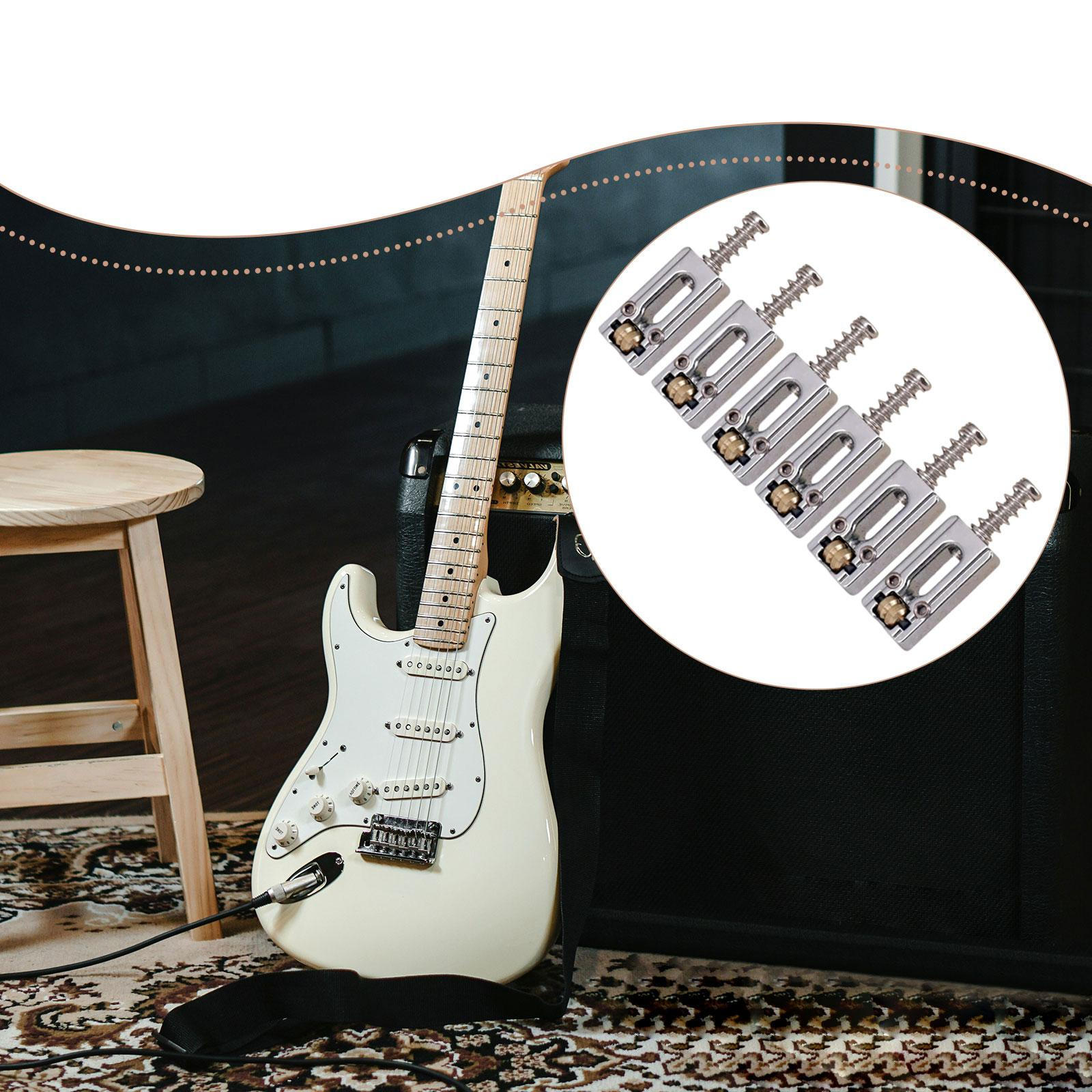 

6 Pieces Electric Guitar Bridge Saddle Accessories High Performance Replace Sturdy Professional серебряный