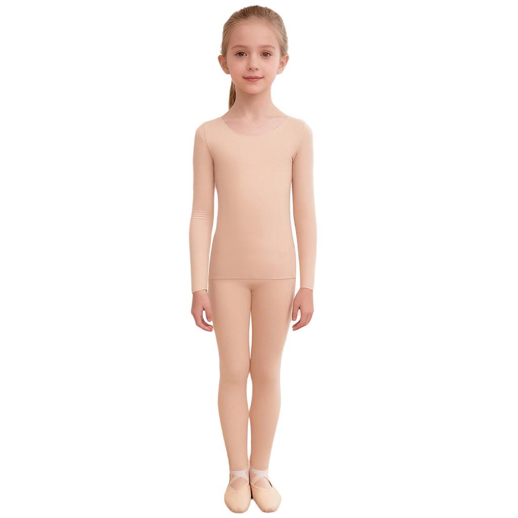 Versatile Kids Thermal Base Layer Set Round Neck Top & Elastic Waist Leggings – Ideal for Dance, Skating & Cold Weather