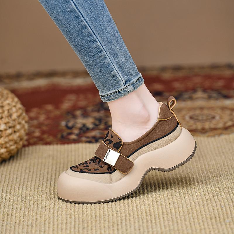 

Леопардовые туфли на платформе, замшевые туфли, женские кроссовки, повседневные туфли на плоской подошве, спортивная женская обувь, осенний тренд 2024 года, удобные туфли-лодочки для женщин 35