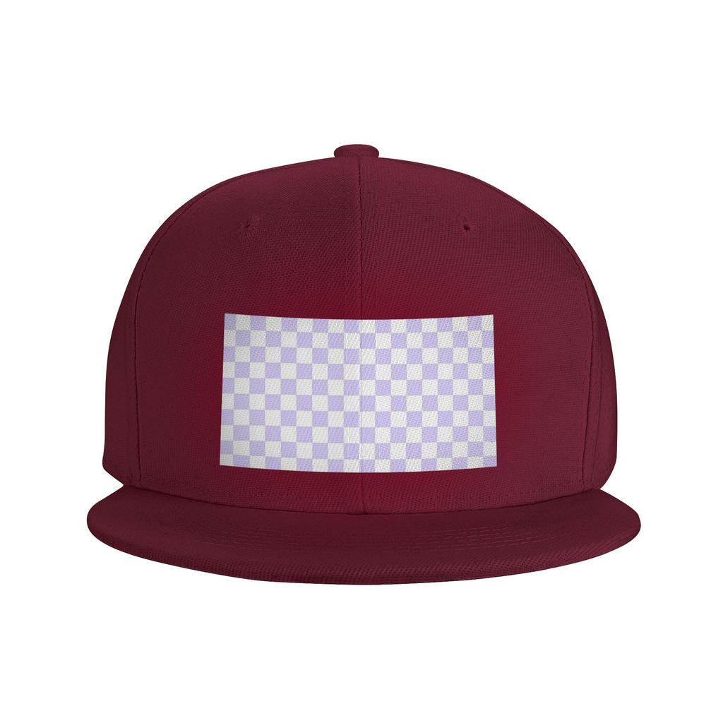 White and Pale Lavender Violet Checkerboard Baseball Caps Snapback Baseball Hats Casual Casquette Outdoor for Unisexs And WoUnisexs
