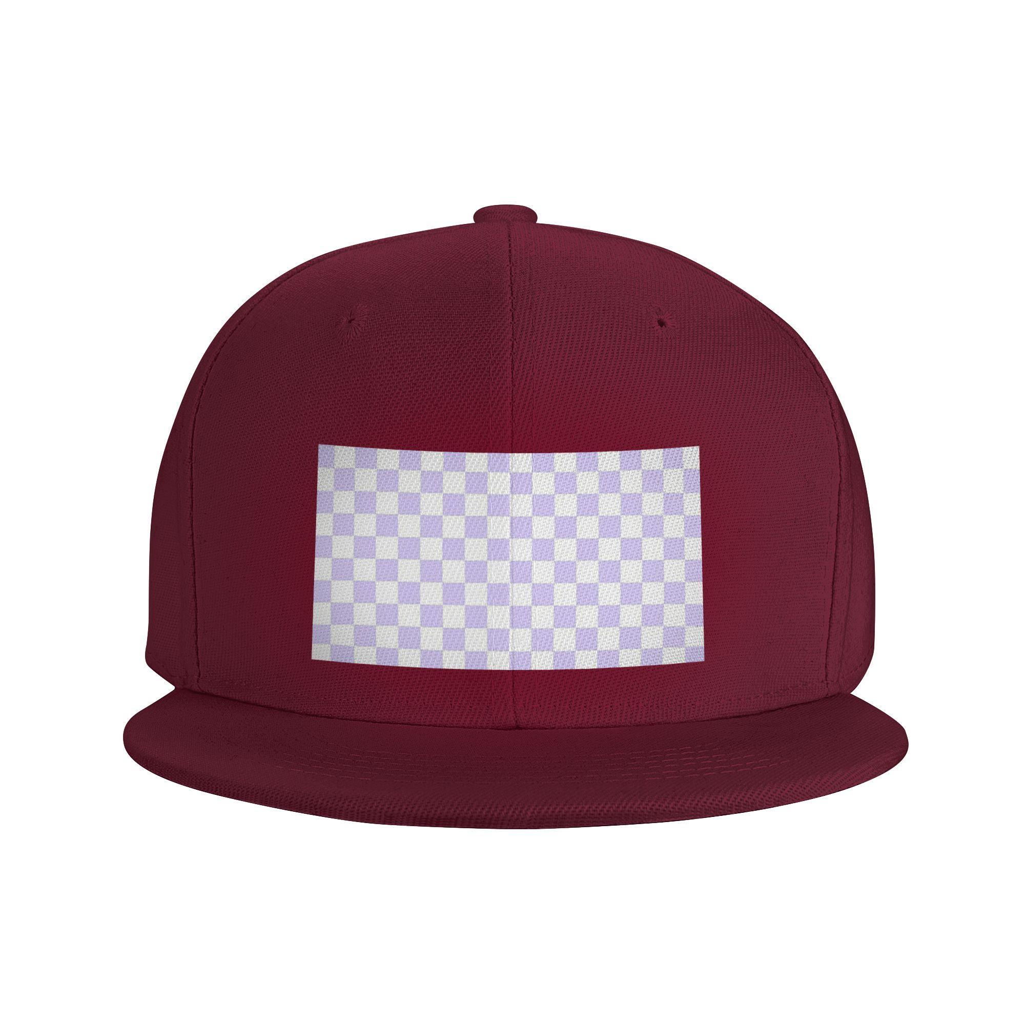 

White and Pale Lavender Violet Checkerboard Baseball Caps Snapback Baseball Hats Casual Casquette Outdoor for Unisexs And WoUnisexs One Size