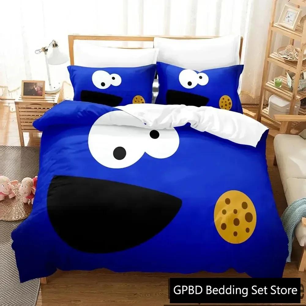 3D Print Cookie Cartoon Monster Anime Bedding Set Double Twin King Duvet Cover Comforter Pillowcase Boys Girls Adults Bedroom