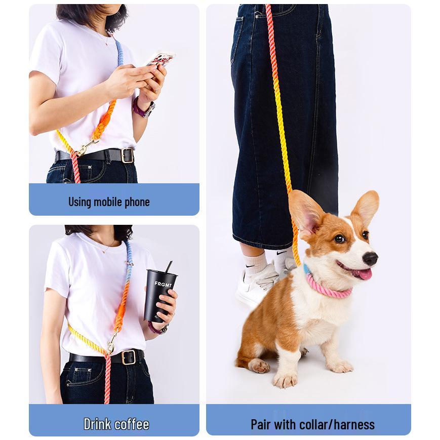 Buntes Hundeleinen- und Halsbandset aus Baumwolle für mittelgroße und große Hunde