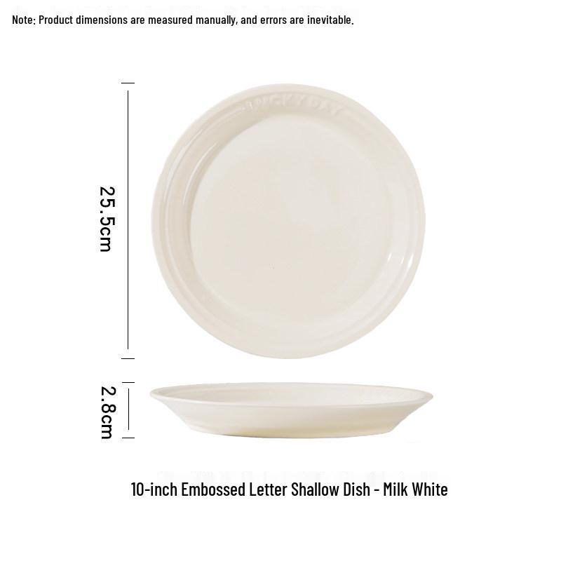 Cream Aesthetic Embossed Ceramic Tableware Set: Rice Bowl, Dish Plate, Fish Plate, Soup Bowl, Noodle Bowl.