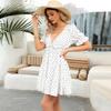 2025 Amazon Original New Dress French Halter V-neck Beach Skirt Vacation Polka Dot Blouse Skirt
