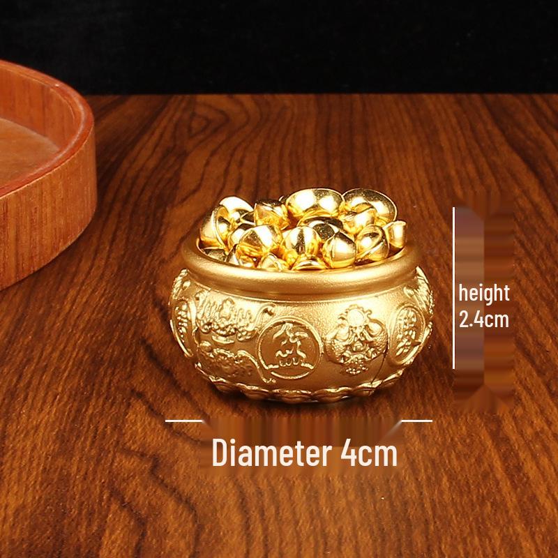 

Орнамент «Горшок богатства» из цельной латуни с маленькими золотыми слитками