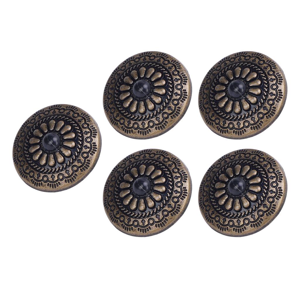 5 Sets Screw Back Button 30mm Round Shape Antique Bronze Black Turquoise Conchos with 4.5mm Screws F
