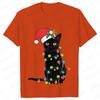Fashion Trendy T Shirt Short Sleeve Tees for Unisex Funny Christmas Lights Cat T Shirts Female Korean Casual Streetwear Tshirt