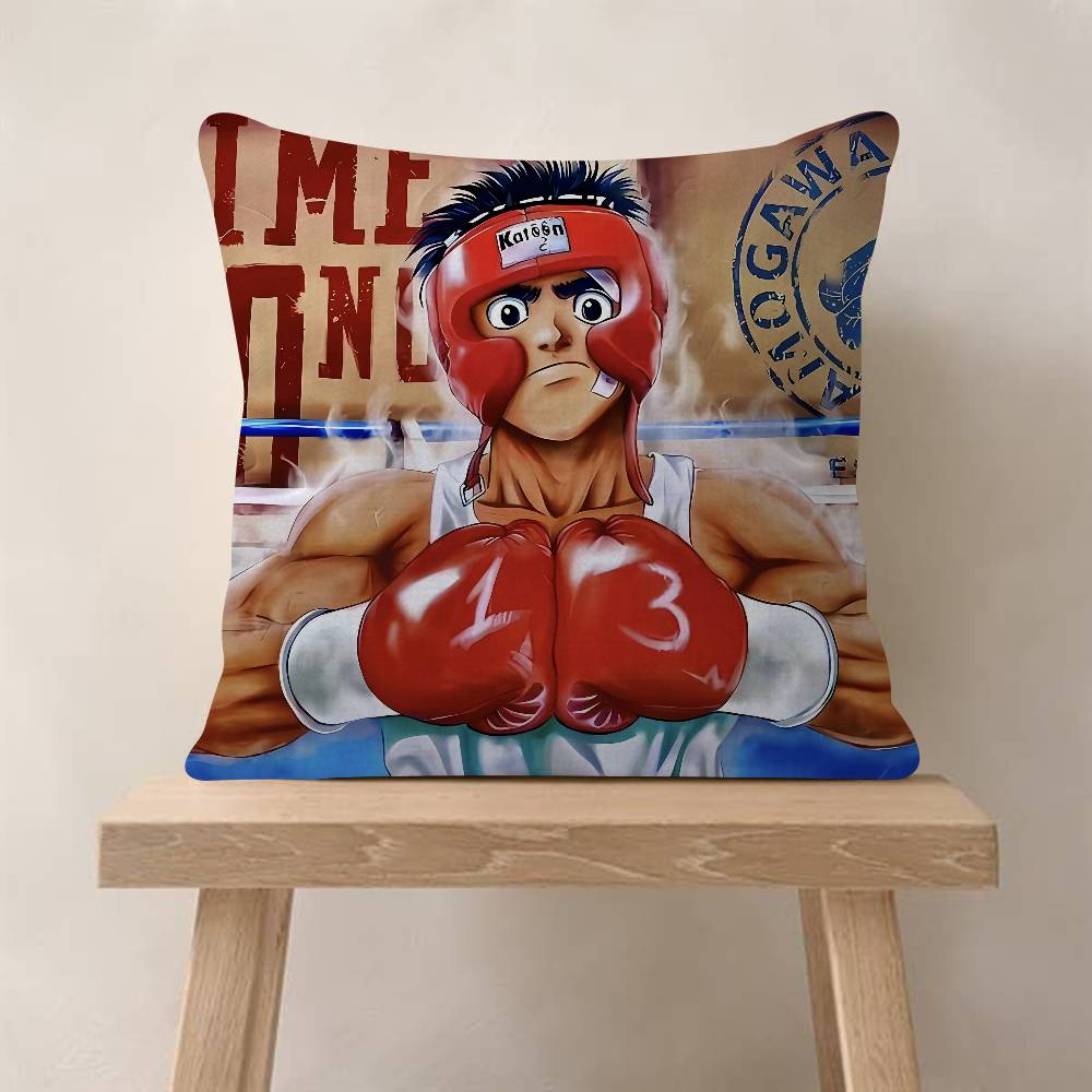 Vintage Anime H-Hajime No Ippo Pillow Covers Cartoon Sofa Decorative Home Double-sided Printing Short Plush Cute Cushion Cover