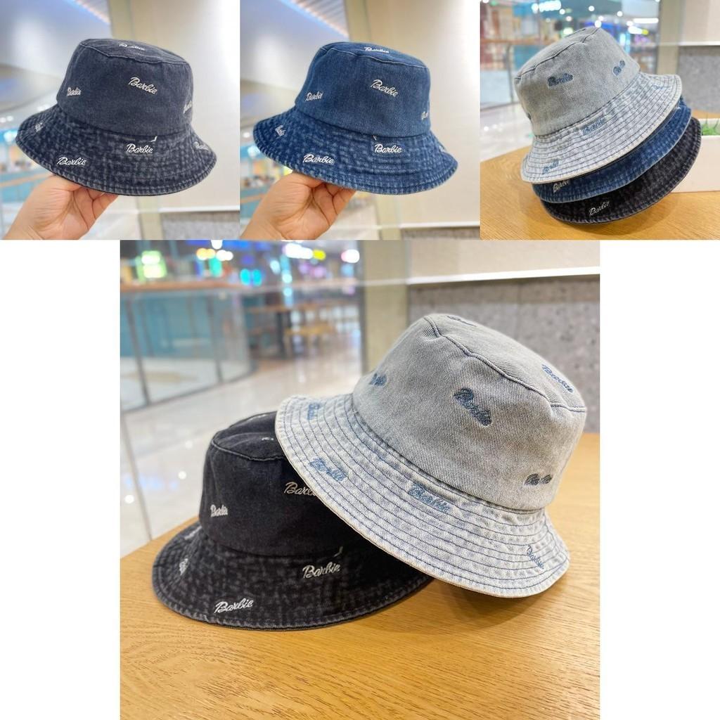 Women's Vintage Denim Fisherman Hat Spring Autumn Sun Protection Cap Adjustable Black Blue Light Blue