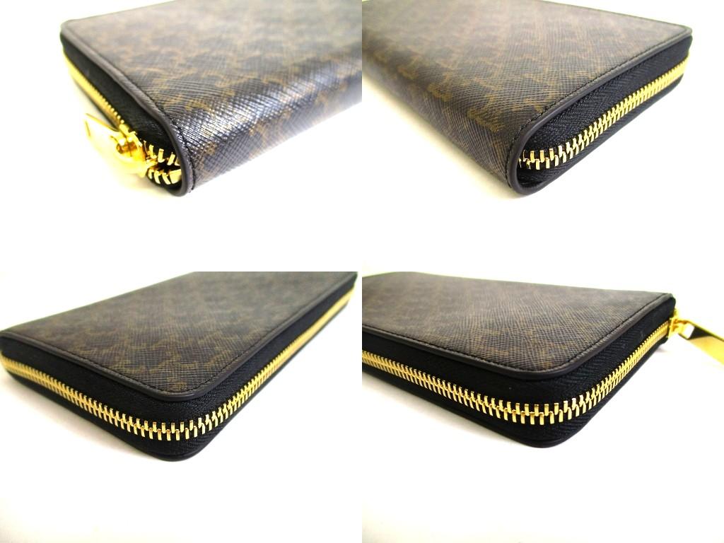Authentic CELINE Triomphe Camvas Leather Large Zipped Wallet Purse #b281  Open Box