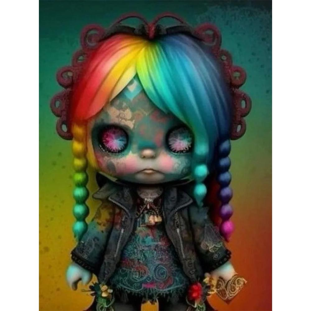 2026 New Dark Gothic Automaton Doll 5d Full Diamond Painting Skeleton Cartoon Character Crystal Cross Stitch Mosaic Home Decor