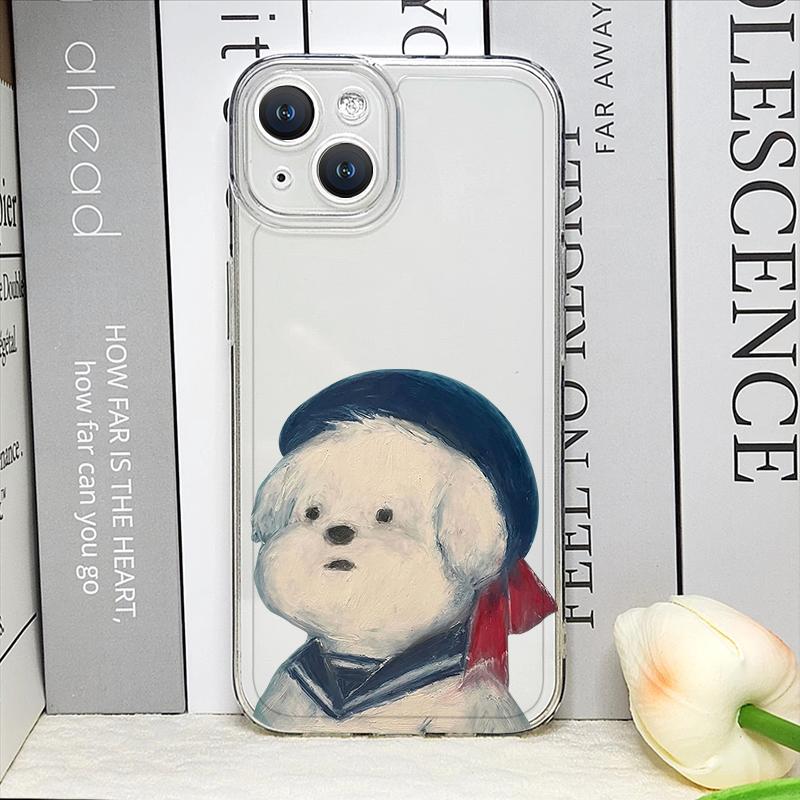 Funny Lovely Teddy Dog Dog Couple Clear Phone Case for IPhone 17 16 15 14 11 12 13 Pro Max 7 8Plus 12 13 Mini X XS XR Soft Cover
