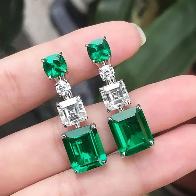2026 New Style Fashion Green Crystal Pendant Earrings for Women's Engagement Party Accessories with Noble Unique Zircon