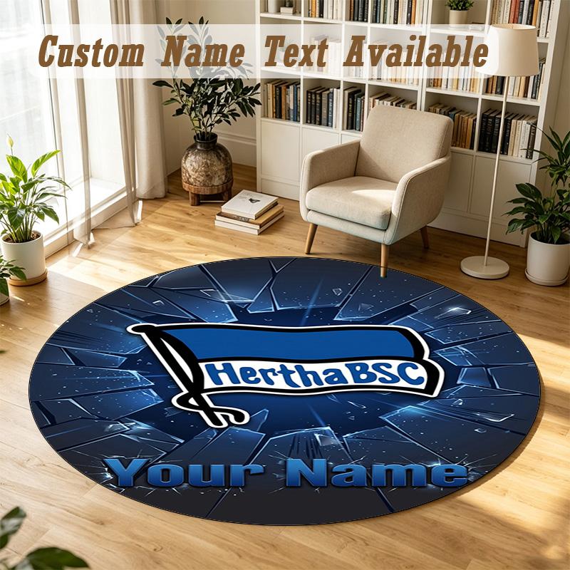 Round Rug Custom Namehertha Bsc Pattern Non Slip Carpet Home Floor Decor