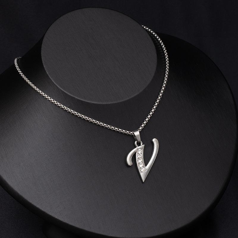 Shiny Rhinestone A-Z Letters Necklace Alphabet Initial Pendant Women Men English Letter Trendy Jewelry Gift