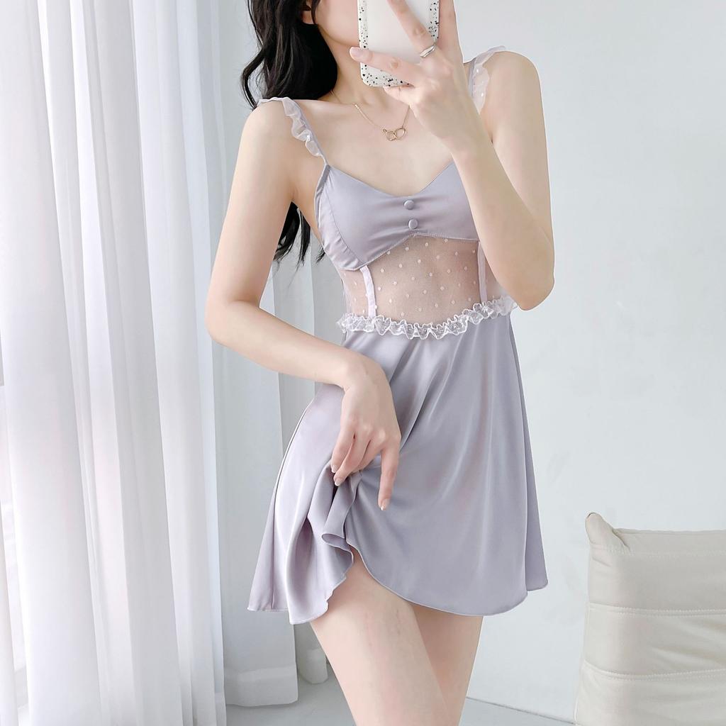 Sexy nightgown women's imitation silk feminine pajamas summer suspenders ice silk pajamas pure desire pajamas hollow