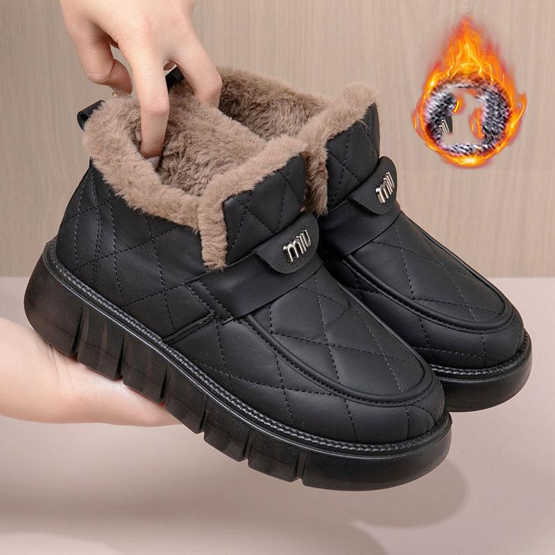 Warm Women's Cotton Boots Winter Shoes Versatile Soft Soled Snow Boots with Velvet Cotton Shoes for Women