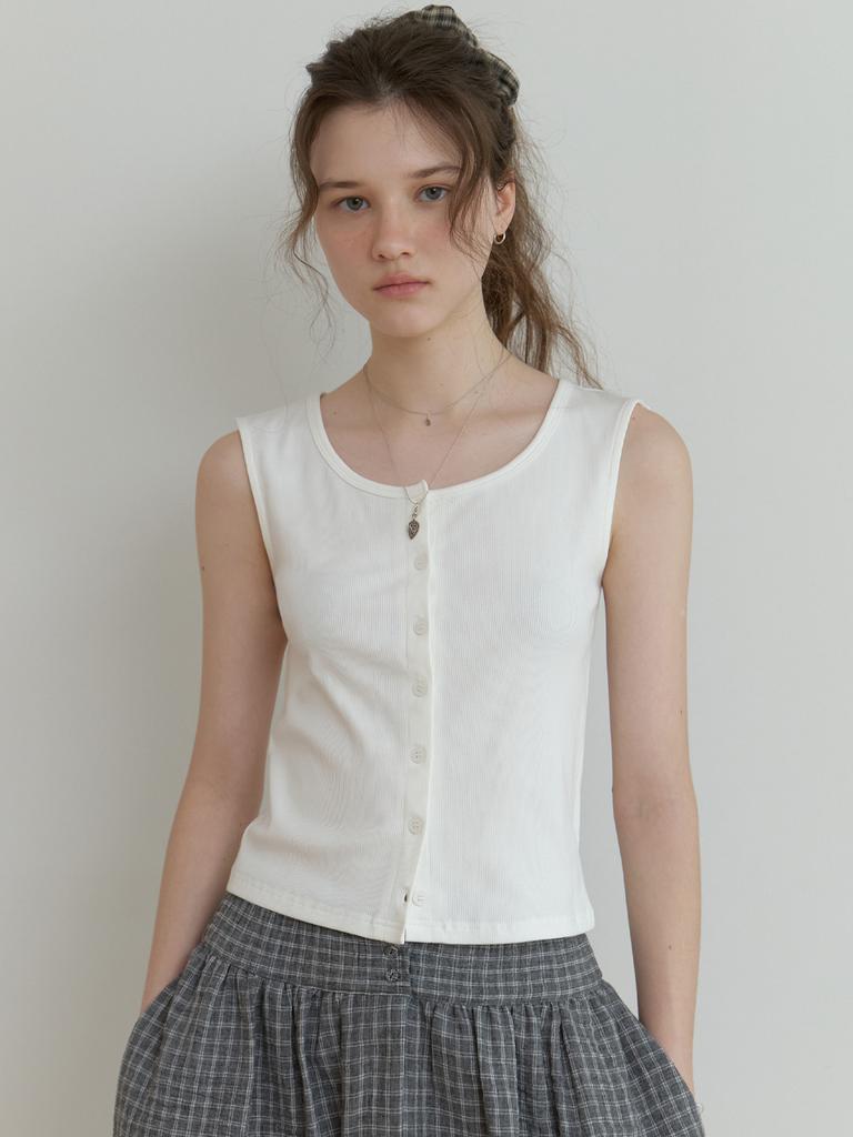 Deomiteun Nap Button Sleeveless (White)