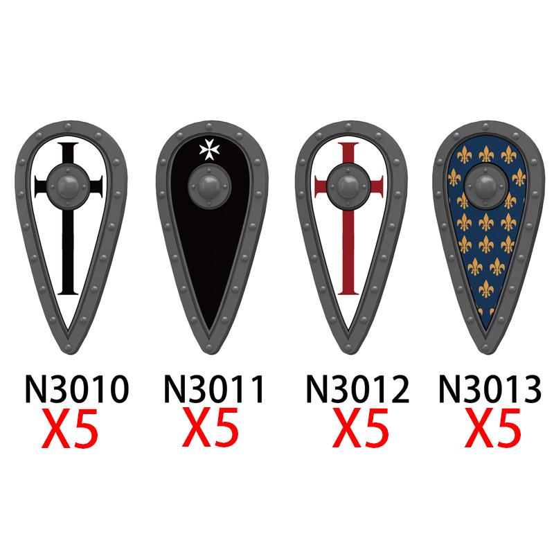 Medieval Knights Figures Accessories Building Blocks Officer Cloak Helmet Cape Armor Shield Black Eagle Red Lion Toys MOC Bricks