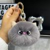 Rabbit Fur Cat Head Pendant Keychain Cartoon Kitten Soft Stuffed Doll Pendant Car Key Backpack Bag Decor Doll Pendant Keychains
