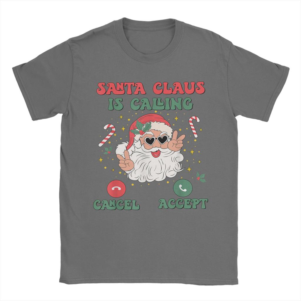 Men's Merry Christmas Santa Clause is Calling Ringing in Holidays T Shirts 100% Cotton Tops Summer Y2K Funny Short-Sleeved TOPS