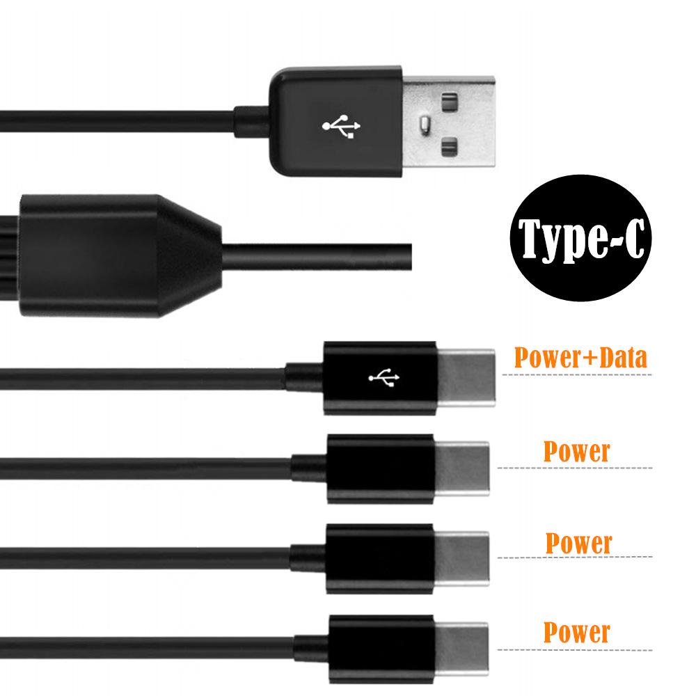 

Type-C 1 до 4 портов Type C USB C на USB Y-разветвитель, многофункциональный кабель для зарядки и передачи данных, шнур для смартфона, планшета 0.3m/1 to 4