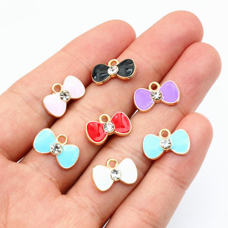 20pcs Enamel Charms Pendants Butterfly Flower Bow Mushroom Shape DIY Jewelry Making Accessories for Earrings Necklace Bracelets