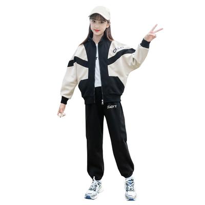 Angelcity Langarm Trainingsanzug Set Einfacher Koreanischer Stil Hoodie Perfekt für Frühling und Lässiges Hip Hop Tanz Outfit Mädchen (2-teiliges Set) - Mädchen,