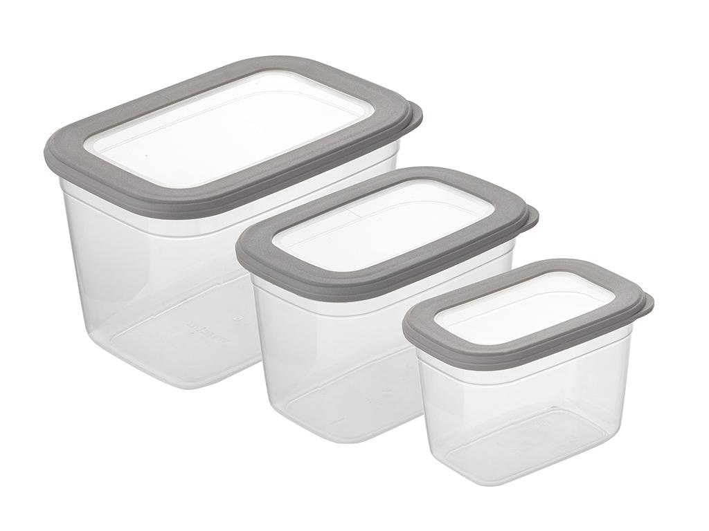 Pojemniki Do Żywności Plastikowe Prostokątne Foodie Kpl. 3Szt. 800Ml 1,3L 2,3L