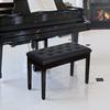 Sgabello per Pianoforte Imbottito in Ecopelle, Sgabello da Trucco, Panca, Seduta per Toeletta con Contenitore 76x36x50cm, Nero