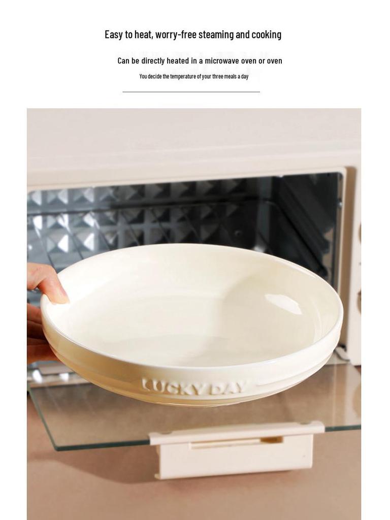 2024 Creative Ceramic Tableware: Thickened Rice Bowl & Deep Soup Plate, Cream Style, Microwave Safe