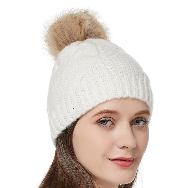 Hat Women's Winter European and American Trendy Versatile Knitted Hat Cute Hairball Outside Warm Ear Protection Ins Fashion Wool Hat