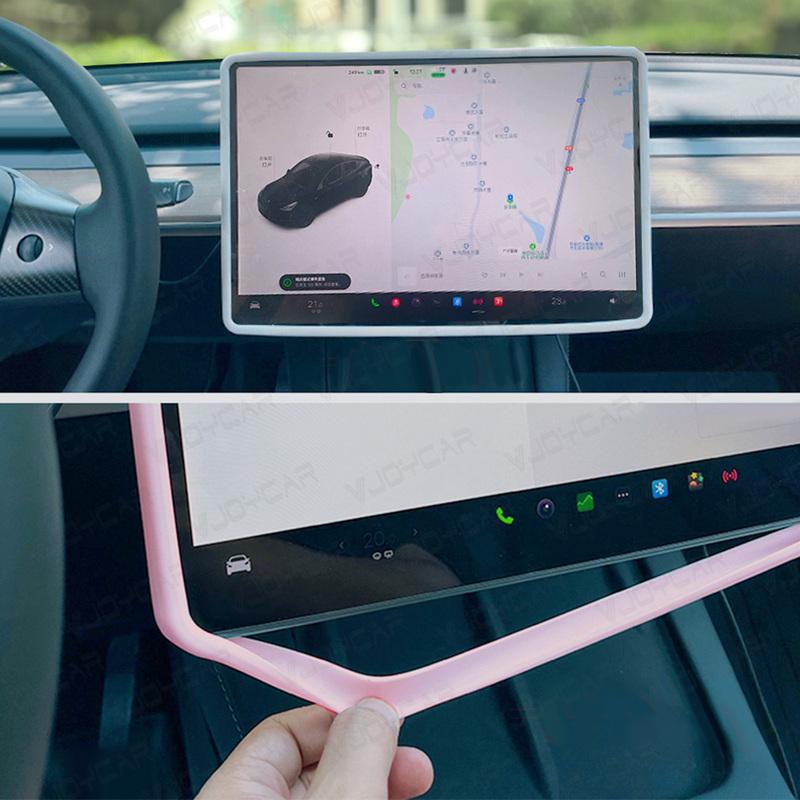 For Tesla Model 3 Y Silicone Protective Frame Edge Cover 15.4'' 16'' Central Control Navigation Screen Protector Trim