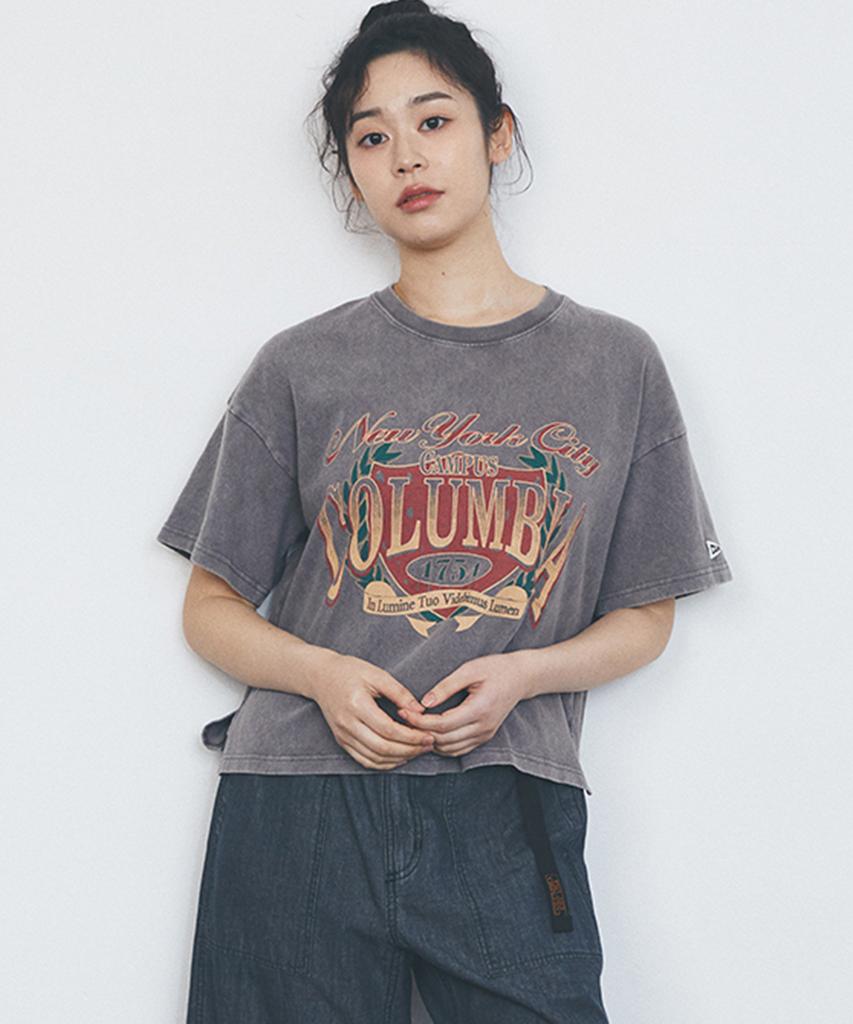 COLUMBIA UNIVERSITY Cu Campus Mineral Washed Women'S Spring/Summer T-Shirts Gray