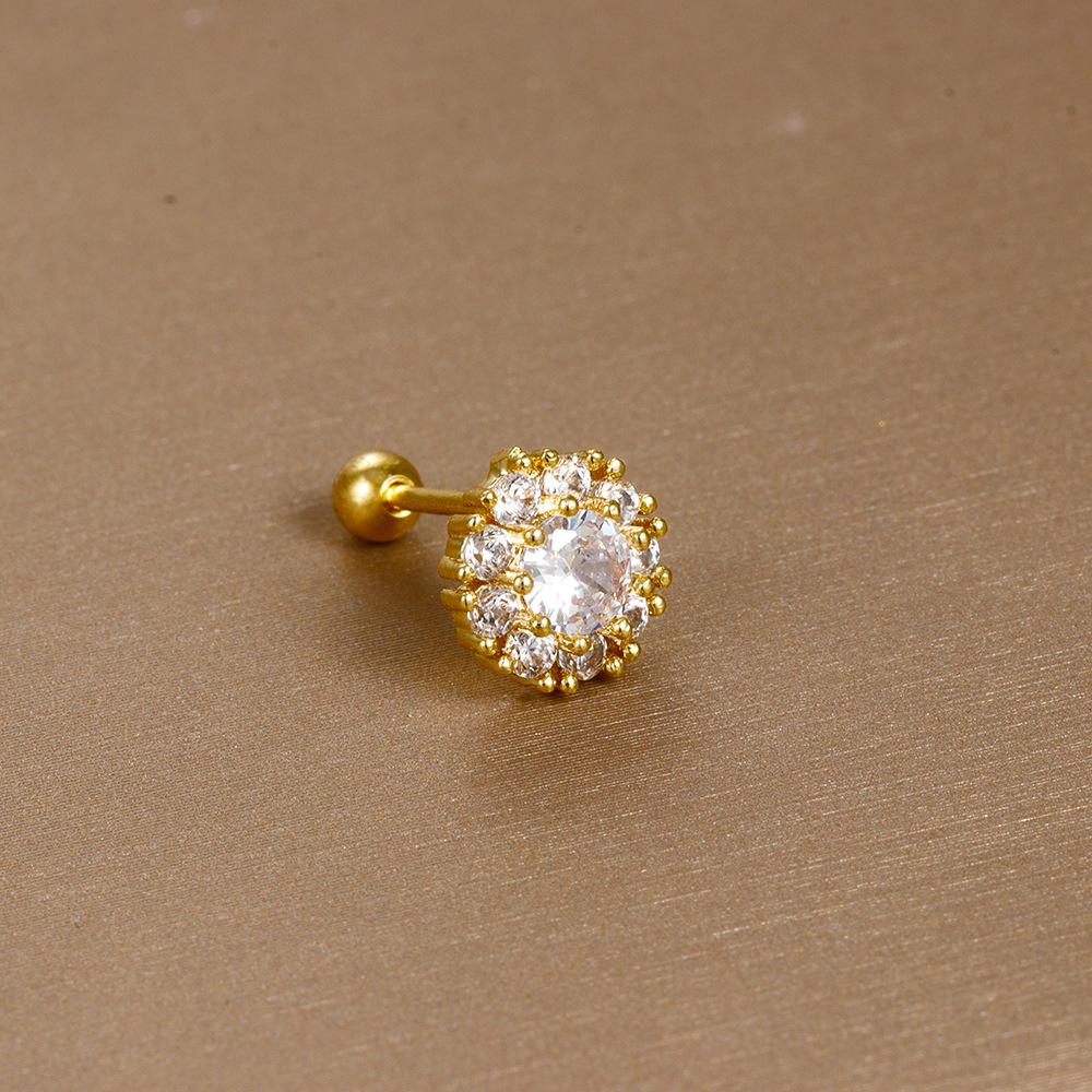 Gold Stainless Steel Earrings with Zircon Studs - Creative and Elegant Design