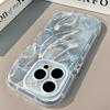 Feather puff Apple 17promax mobile phone case Korean sweet wind blue bow all-inclusive drop-resistant case